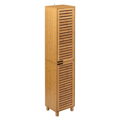 Miroytengo Colonne de salle de bain avec pieds Sicela en couleur marron style naturel en bambou...