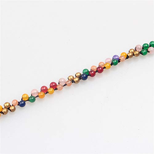Image of kelistom Bohemian Ankle Bracelets for Women Handmade Natural Stone Beaded Chain Anklet