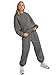 AUTOMET Women 2 Piece Outfits 2025 Plus Size Fall Fashion Airport Travel Pants Lounge Set Leisure Vacation Winter Clothes Sweatsuits BlackGrey S