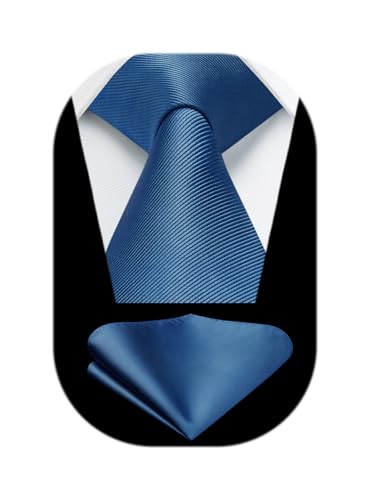 Image of HISDERN Mens Ties Solid Color Ties for Men Formal Necktie with Pocket Square Set Satin Silk Neck Tie Handkerchiefs Set