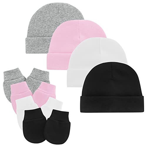 Image of Zando Baby Hats and Mittens Newborn Hospital Hat Essentials Warm Knit Beanie Safety Anti-Scratch for Boys Girls 0-6M