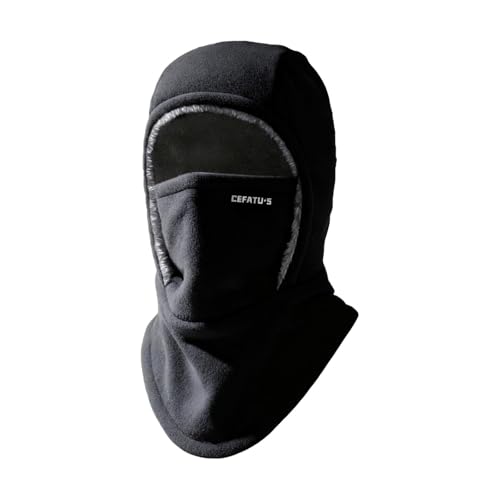 3 in 1 Hat with Scarf and Mask,Winter Windproof Sherpa Lined Hood Ski Mask,Convertible Balaclava Face Cover Hat Cap Scarf
