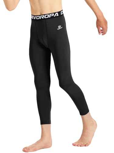 Image of DEVOROPA Boys Leggings Youth Compression Pants Sports Tights Basketball Football Baseball Soccer Baselayer Slim /Regular /Husky