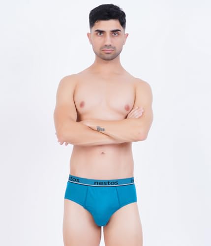 Image of Nestos Men's Cotton Solid Outer Elastic Brief Pack of 5 (Multicolor)