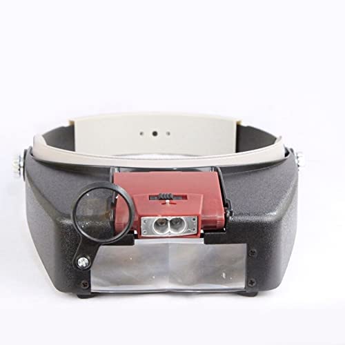 Lupa Lupa de Diadema con Lupa LED para Leer Lupas de Lupa Reparación de Relojes de joyería con 2 Luces LED (Gris)