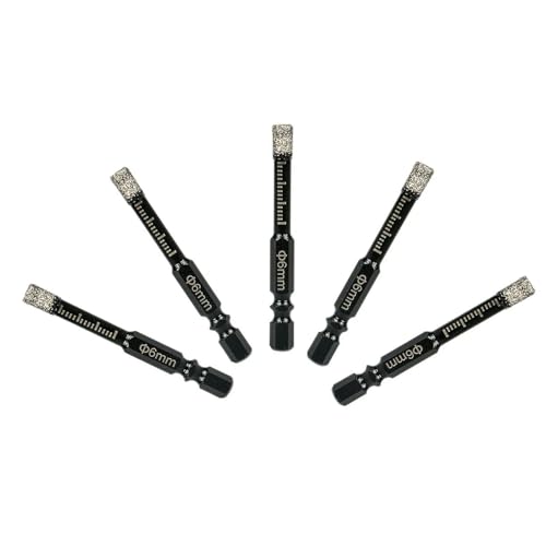 5Pcs 6mm Dry Diamond Drill Bits Set, (1/4
