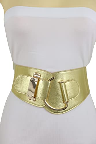 TrendyFashionJewelry Women Fashion Gold Elastic Waistband Belt Waist Hip Metal Hook Buckle Size M L4
