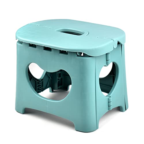 Taburete Plegable de 20 cm con asa portátil, Taburete Plegable de plástico Resistente, Taburete Plegable Ligero, para baño, Cocina, jardín, Camping (Verde) Cover