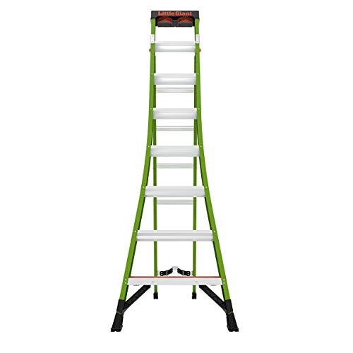 Little Giant Ladders, King Kombo, Industrial, 8 Ft. A Frame, 14 Ft. Extension, Ground Cue, V-bar, Fiberglass, Type 1AA, 375 lbs weight rating, (13814-071)