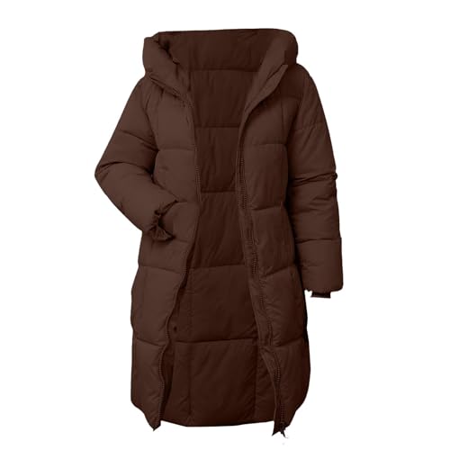 Angxiwan frauenmantel Winterjacke Lang Warm Wintermantel Leicht Daunenjacke Winter Puffer Jacke Outdoor Steppmantel Reißverschluss Daunenmantel mit Kapuze Mantel Parka übergangsjacke damen lang