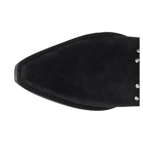 Dingo Womens Rodeo Queen Embroidered Studded Snip Toe Pull On Casual Boots Ankle Mid Heel 2-3" - Black, White4