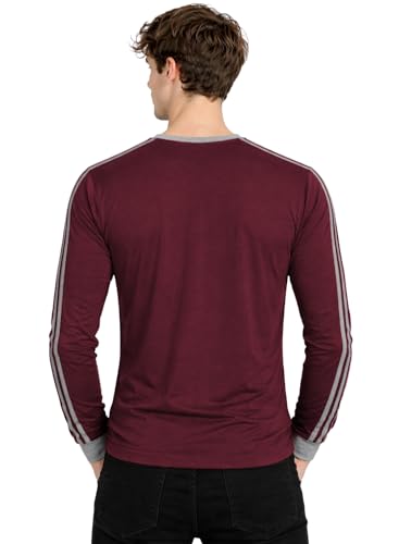 Image of ADRO Men's Full Sleeve T-Shirt Navy Grey Colorblock | Cotton Round Neck Casual Tshirt | Regular Fit Stylish T Shirt