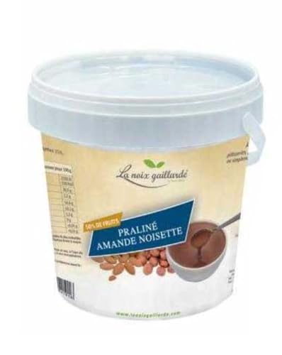 La Noix Gaillarde Purée 100% de Noisette Naturelle, de NOISETTE BIO, de Noix de cajou; Praliné Amande Noisette, 1kg/Seau (1 seau, Praliné Amande Noisette)