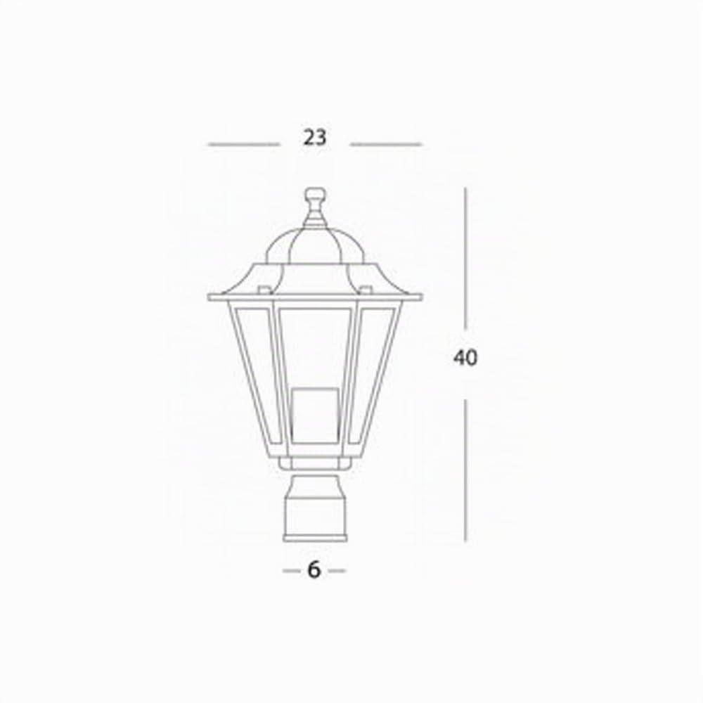 Lampada Testa Palo Diametro 60Mm Colore Nero Da Esterno Linea Esagonale Sovil