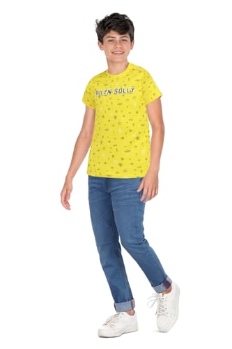 Image of Allen Solly Boys' Crew Neck T‑Shirt | All‑Over Print Design, Soft Cotton Fabric, Comfortable Casual Wear