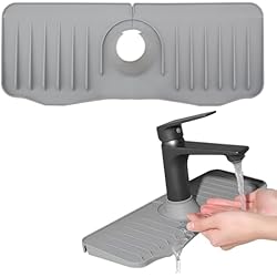 Grifo Fregadero Gotea TNSLAND Alfombrilla de silicona para grifo, antisalpicaduras, alfombrilla para atrapar agua, mango de silicona, bandeja de goteo para proteger la encimera de la cocina y el baño