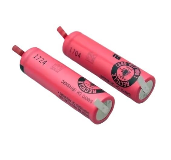 Dimensioni: circa 14*49 mm 2 batterie UR14500AC 3,7 V 740 mAh compatibili con Braun Oral-B spazzolino elettrico Pro 2 tipo 3766 iO4 iO5 iO6 iO7 iO9 iO8 3758 3759(Battery with solder joints)