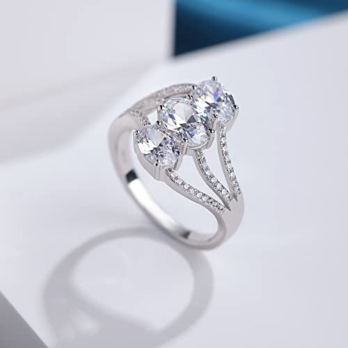 jiamiaoi 18K White Gold Plated Simulated Diamond Rings for Women 925 Sterling Silver Ring Sets for Her Womens Jewelry for Anniversary/Engagement/Wedding4