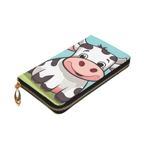 Cute Cartoon Cow Prints Leather Long Clutch Wallet for Fashionable Girls and Women - Durable, Stylish, and Functional, Black, One Size3