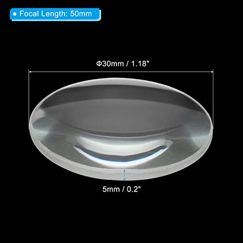 Image of PATIKIL 2 inch (50mm) Focal Length Double Convex Lens, 30mm Diameter 5mm Height Glass Optically Polished Round Edges Lens for Physics Experiment, Clear