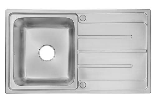 Image of CROCODILE 304 GRADE SINGLE BOWL 1.2 mm Thickness STAINLESS STEEL KITCHEN SINK (34 inchx20 inch Single Bowl + Drainboard MM)
