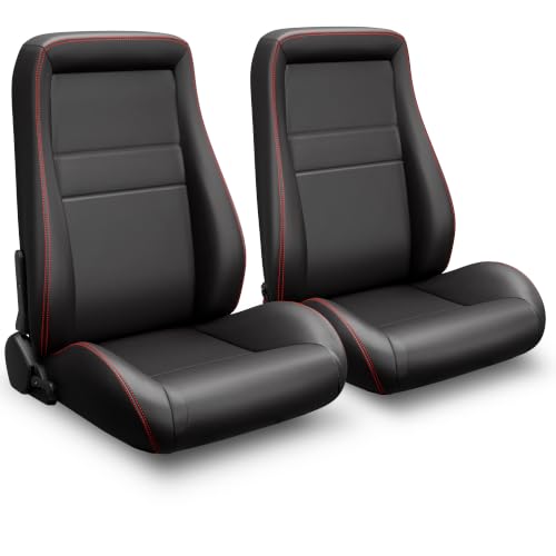 2 Pcs Bucket Seats, Universal-fit Racing Car Seats PVC OBS Style