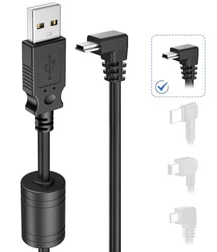 Gonifeto Charger Cable for Garmin GPS,(3Ft 18AWG) Thicker Shielded Mini USB Charging Cord for Garmin Nuvi,90 Degree GPS Replacement Power Adapter Wire for Drivesmart 65,Zumo XT,Dezl,Navigation