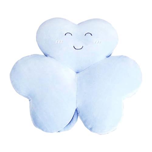 Maxpetus Smile clover cushion St. Parker's Day clover pillows Lucky four-leaf clover cushion (14.9in×12.9in, Blue)