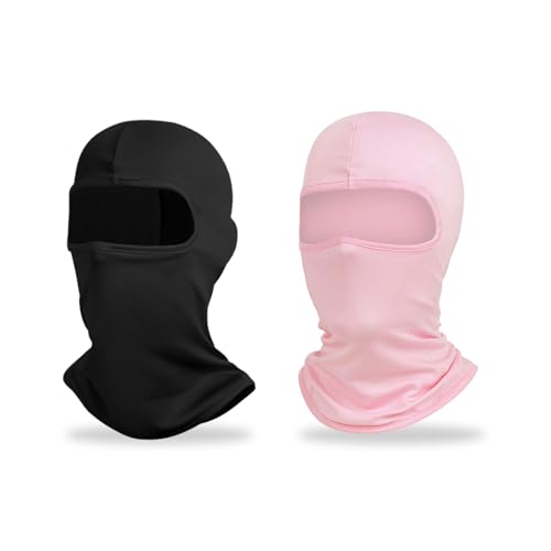 EUPSIIU 2 Piezas Máscara de Pasamontañas, Protector UV, Cubierta Facial Pasamontañas Moto, Balaclava de Resistente al Viento para Motocicleta Bicicleta Esquí Ciclismo (Negro, Rosa)