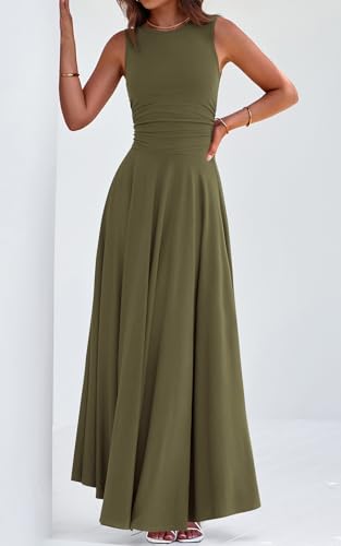 Image of PRETTYGARDEN Womens Summer Dresses 2026 Casual Sleeveless Crewneck Aline Maxi Dress Stretch Tank Flowy Long Dresses