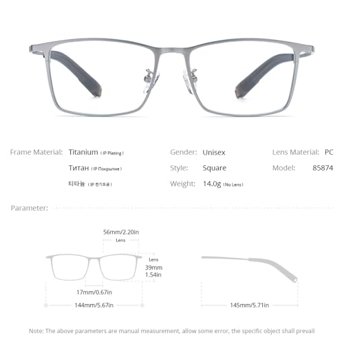 Image of FONEX Pure Titanium Glasses Frame Men Square Eyeglasses Optical Eyewear F8827