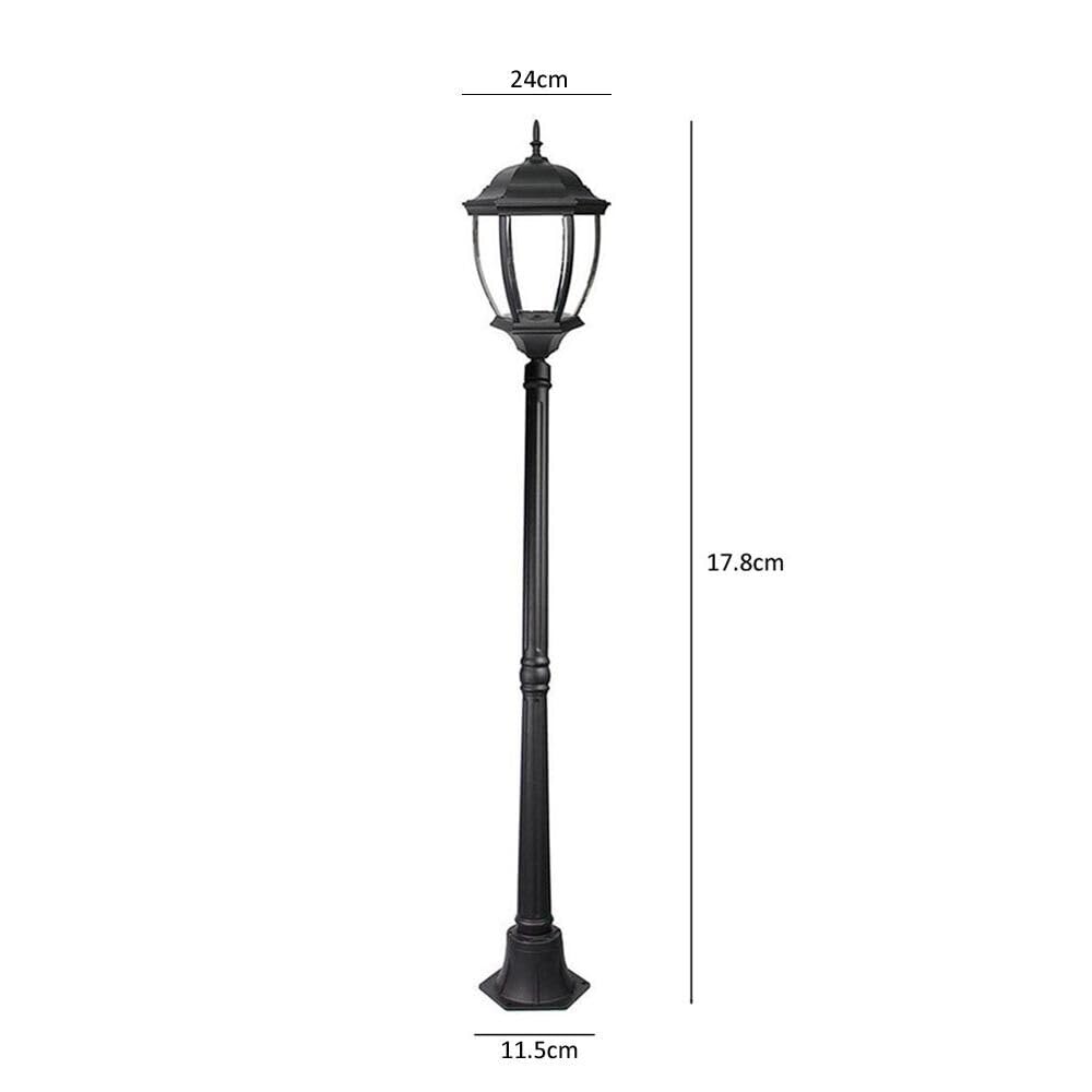 Lampione da terra lanterna in vetro lampioncino palo nero illuminazione giardino