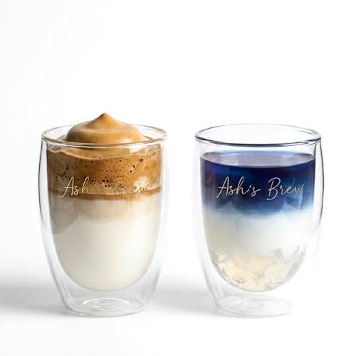 Image of PEBELLIFEWARE Bistro Style Double Wall Glass Coffee Mugs (Set of 2) - Premium Borosilicate Clear Drinking Glasses 350ml for Latte, Coffee, Cold Brew - Heat Resistant, Dishwasher Safe