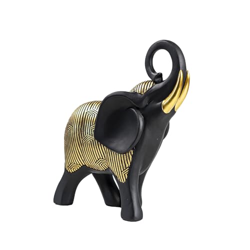 Figura decorativa de elefante negro y dorado 8.66x7.87x2.76 in miniatura 7