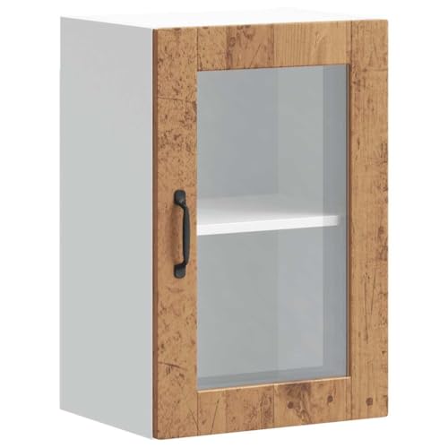 Vidaxl Armario De Pared Para Cocina Puerta Cristal Porto Madera Vieja, Unidad De Pared De Cocina, Armario Para Pared De Cocina, Armario De Cocina En La Pared