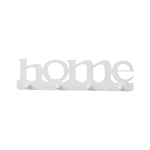 DEBEME Colgador De Pared, Perchero De Pared, Estante Sin Perforaciones con Forma De Letras Home, PVC Blanco