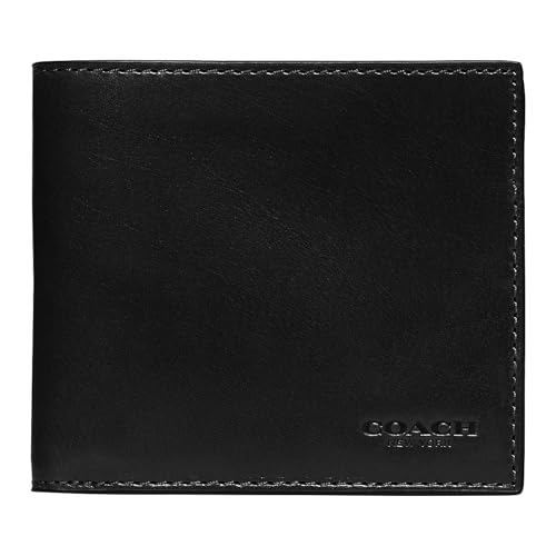 Coach Men's Boxed Water Buffalo Double Billfold Wallets, Black, O...