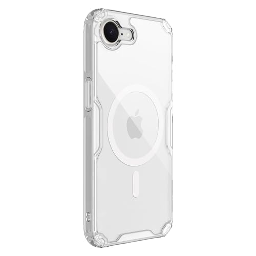 Image of Nillkin Case for Apple iPhone 16E / 17E (6.1 inch Inch) Nature TPU Pro Magnetic Works with Magsafe Charger Hard Borders + PC Back & Impact Resist Edges Soft Flexible White Color