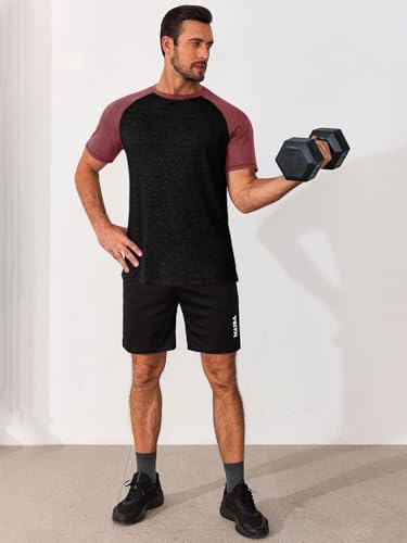 Image of Runcati Mens Casual Slim Fit T Shirts Raglan Short Sleeve Crewneck Baseball Tees Color Block Workout Fashion Shirt