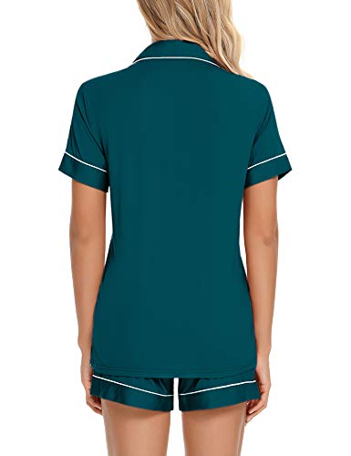 Image of Anjue Womens Pajamas Set Short Sleeve Sleepwear Button Down Nightwear Shorts Soft Pj Sets S-XXL