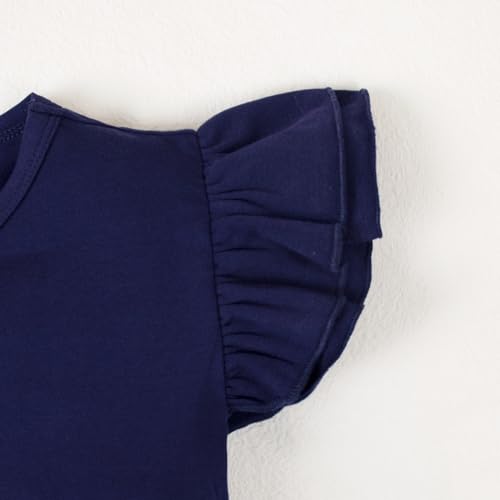 Image of Magic Park 1-14Y Toddler Ruffle T Shirt Girls Solid Color Blouse Kids Girl Short Long Sleeve Tops Casual Tee