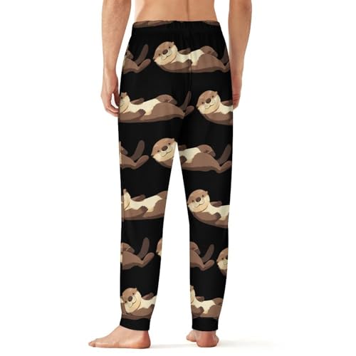 Lying Water Otters Men's Pajama Bottoms Sleep Lounge Soft Comfy Pants Sleepwear3