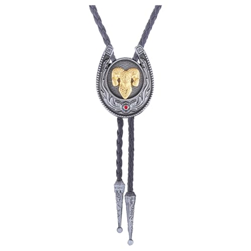 Image of HUABOLA CALYN Bolo Tie for Men- Western Cowboy Native American Golden Horse Bolo Tie