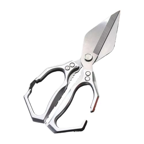 YIXANNX Tijeras de cocina de acero inoxidable de resistencia, afiladas, para cortar mariscos. Tijeras de cocina de acero inoxidable con mango resistente, plata