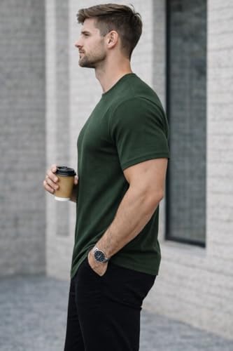 Image of Mack Jonney Men's Striped Ribbed Black Half Sleeve T-Shirt | Premium Soft Stretch Fabric | Casual Wear Round Neck Tee-M6358