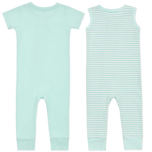 Aablexema 2PCS Baby Cotton Romper Zipper Short Sleeve & Sleeveless Footless Pajamas One Piece Jumpsuits Outfit Clothes2
