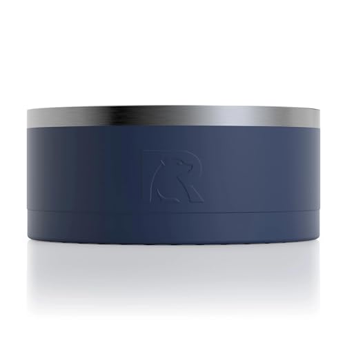 RTIC 3-in-1 Dog Bowl Food and Water Dish for Large Dogs and Small Dogs, Double-Walled Stainless Steel Metal, Portable, Non-Slip, Indoor and Outdoor, Large, Navy & Graphite