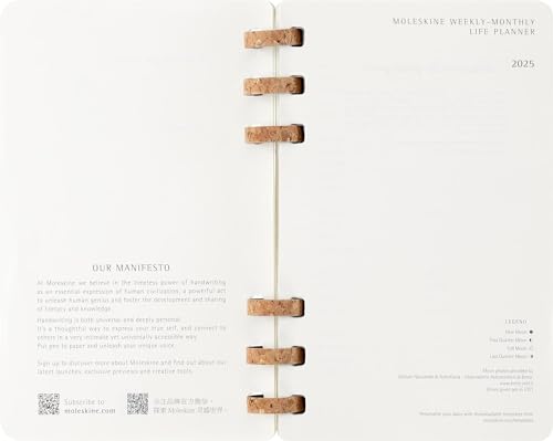 Agenda 12 Meses 2025 Moleskine de Tapa Blanda Flexible con Cierre Elástico Negro 5
