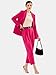 EXLURA Women's Business Blazer and High Elastic Waist Pant Suit Set Loose Fit Casual Fall Winter 2 Piece Suits for Work Hot Pink