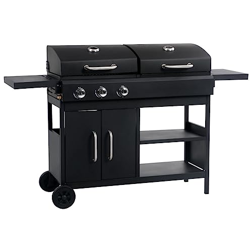 SKM Barbecue Gril Combo à gaz et au Charbon avec 3 brûleurs, Weight:36.82 kg,47388